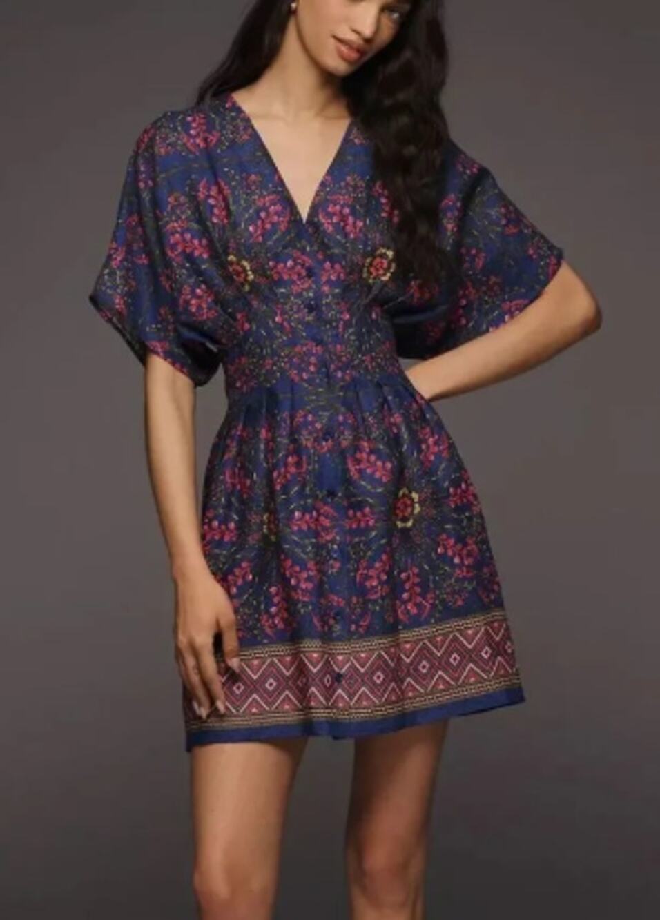 Anthropologie Exquise Tobie Linen Mini Shirtdress Sz. M
